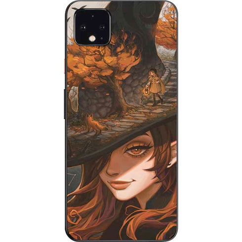 Halloween Pumpkin Witch with Fox by Ivy Dolamore Google Pixel 4 XL Skin